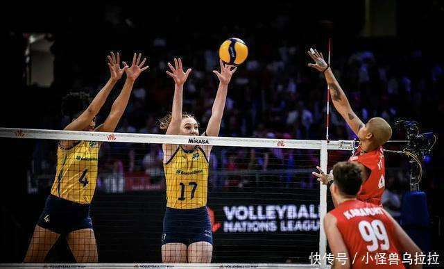 巴西运动员在排球比赛中再次取得胜利